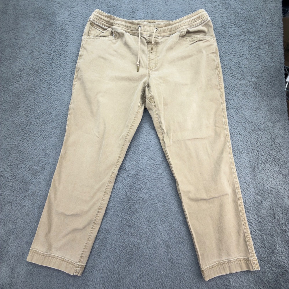 LL Bean BeanFlex Standard Fit Khaki Pants Mens XL‎ 32 Elastic Waist Tan 515586